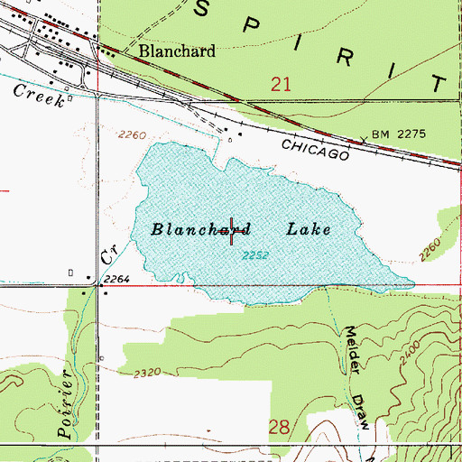 Topographic Map of Blanchard Lake, ID