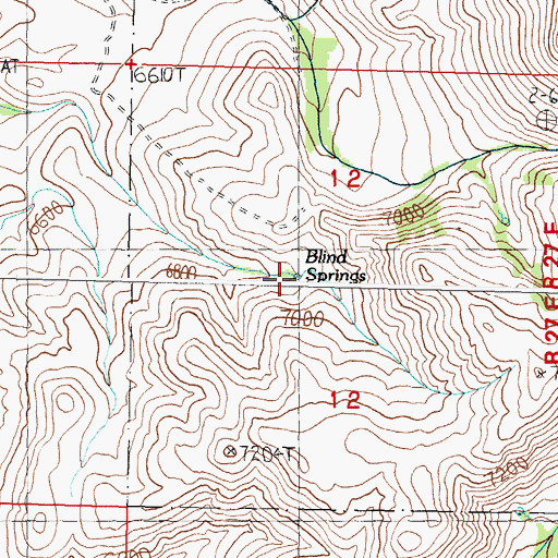 Topographic Map of Blind Springs, ID