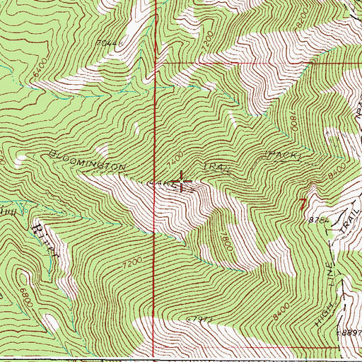 Topographic Map of Bloomington Lake Trail, ID