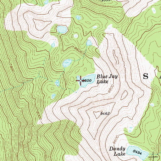 Topographic Map of Blue Jay Lake, ID