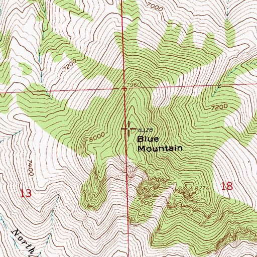 Topographic Map of Blue Mountain, ID