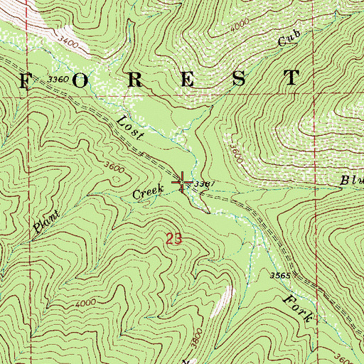 Topographic Map of Bluff Creek, ID