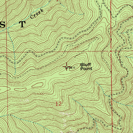 Topographic Map of Bluff Point, ID