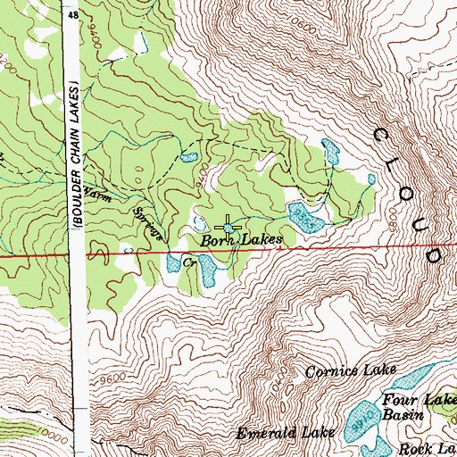Topographic Map of Boorn Lakes, ID