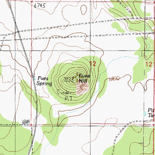 Topographic Map of Fues Hill, AZ