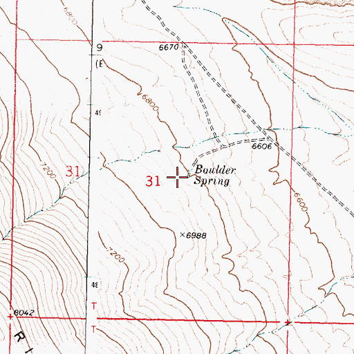 Topographic Map of Boulder Spring, ID