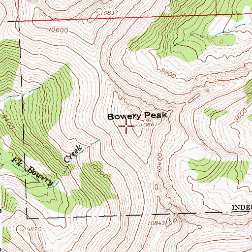 Topographic Map of Bowery Peak, ID