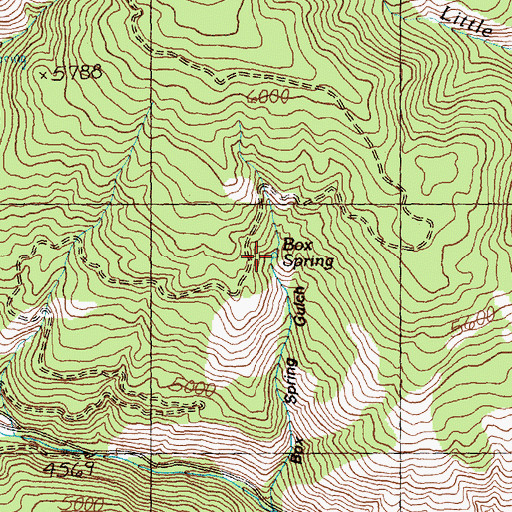 Topographic Map of Box Spring, ID