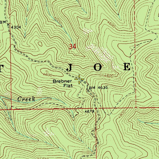 Topographic Map of Brebner Flat, ID