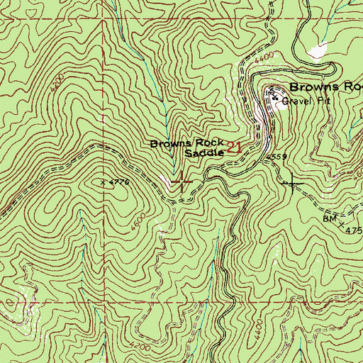 Topographic Map of Browns Rock Saddle, ID