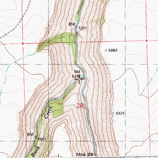 Topographic Map of Buck Creek, ID