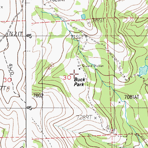 Topographic Map of Buck Park, ID