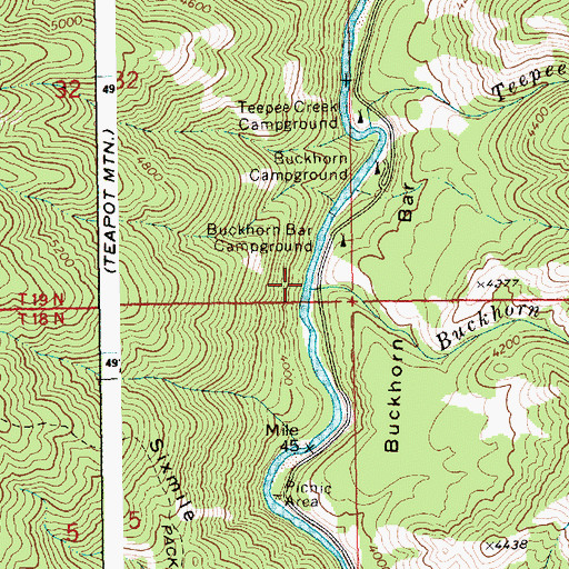 Topographic Map of Buckhorn Bar Creek, ID