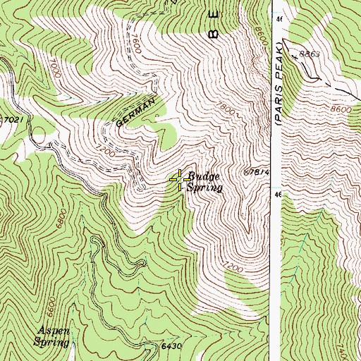 Topographic Map of Budge Spring, ID