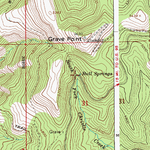 Topographic Map of Bull Springs, ID