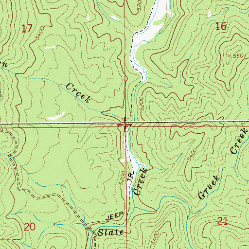 Topographic Map of Burn Creek, ID