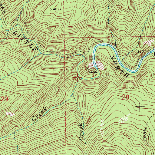 Topographic Map of Butte Creek, ID