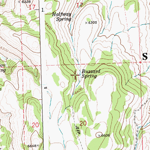 Topographic Map of Buzzard Spring, ID