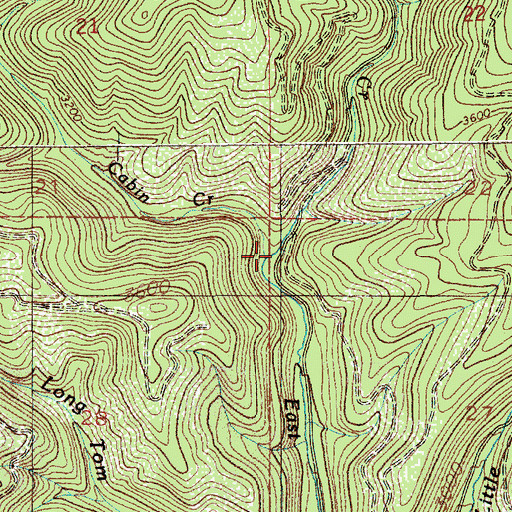 Topographic Map of Cabin Creek, ID