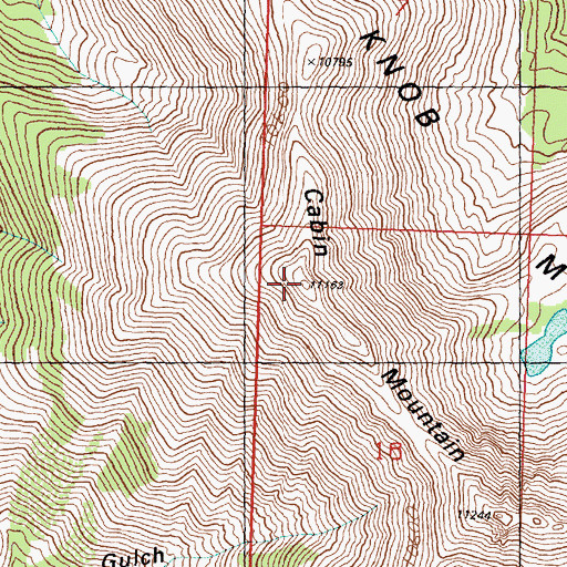 Topographic Map of Cabin Mountain, ID