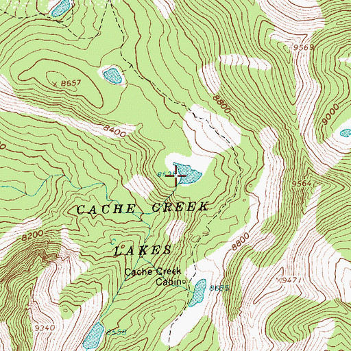 Topographic Map of Cache Creek Lakes, ID