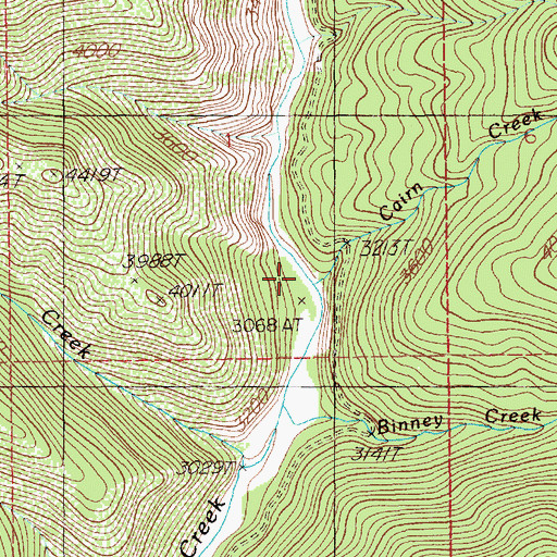 Topographic Map of Cairn Creek, ID