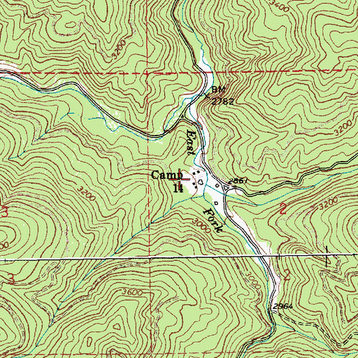 Topographic Map of Camp, ID