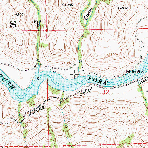 Topographic Map of Camp Creek, ID