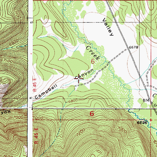 Topographic Map of Campbell Canyon, ID