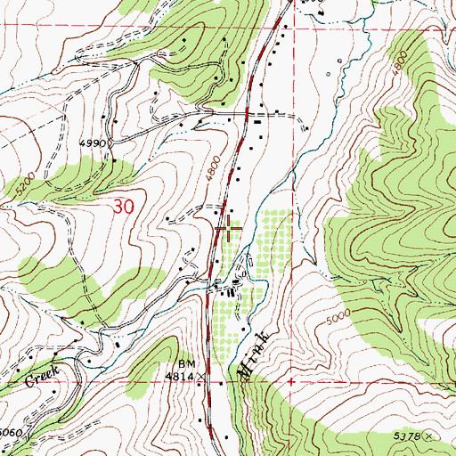 Topographic Map of Campbell Creek, ID