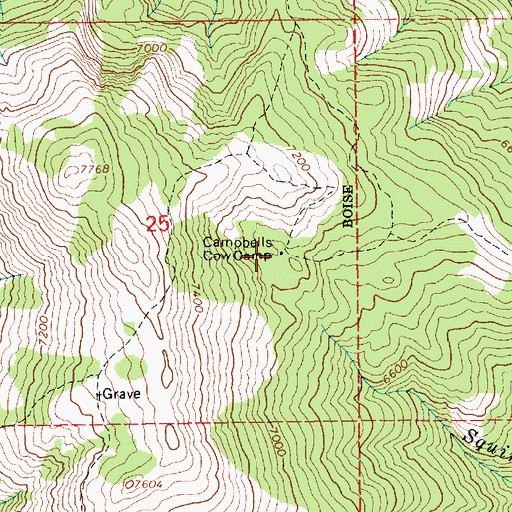 Topographic Map of Campbells Cow Camp, ID