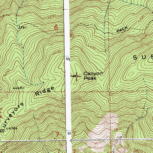 Topographic Map of Canyon Peak, ID