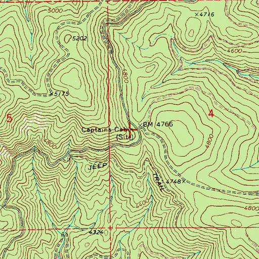 Topographic Map of Captains Cabin, ID