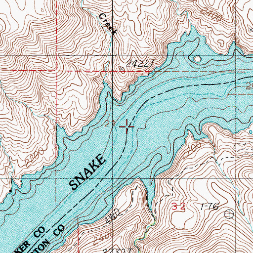 Topographic Map of Cave Creek, ID