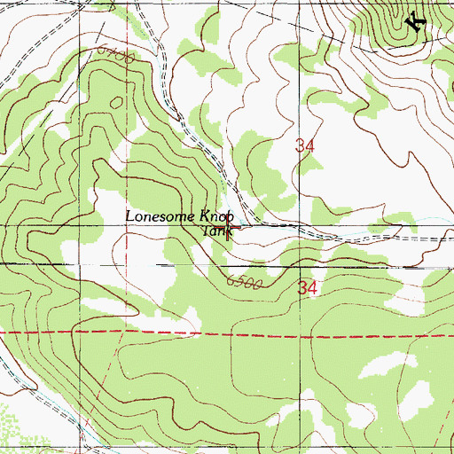 Topographic Map of Lonesome Knob Tank, AZ
