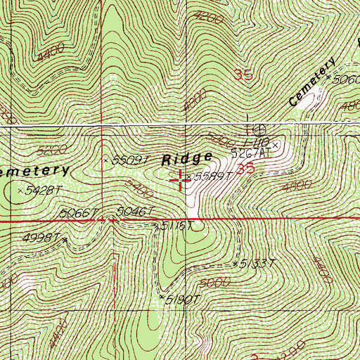 Topographic Map of Cemetery Ridge, ID