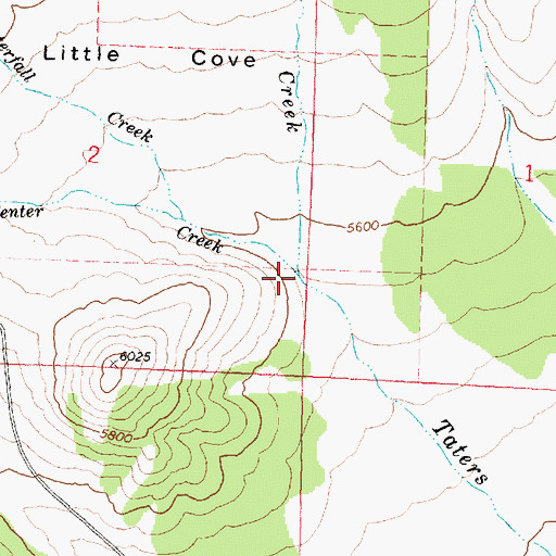 Topographic Map of Center Creek, ID