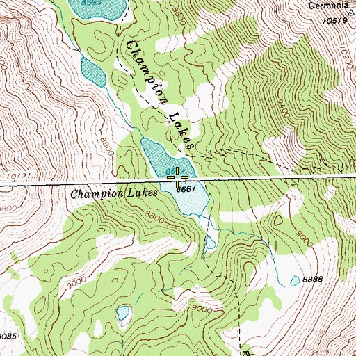 Topographic Map of Champion Lakes, ID