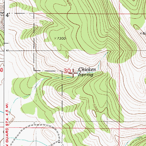 Topographic Map of Chicken Spring, ID