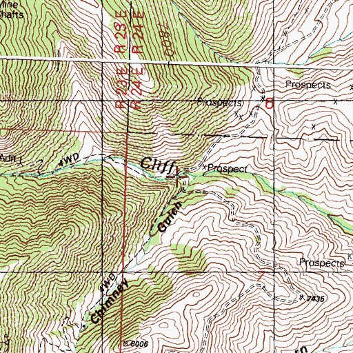 Topographic Map of Chimney Gulch, ID