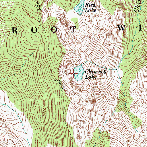 Topographic Map of Chimney Lake, ID