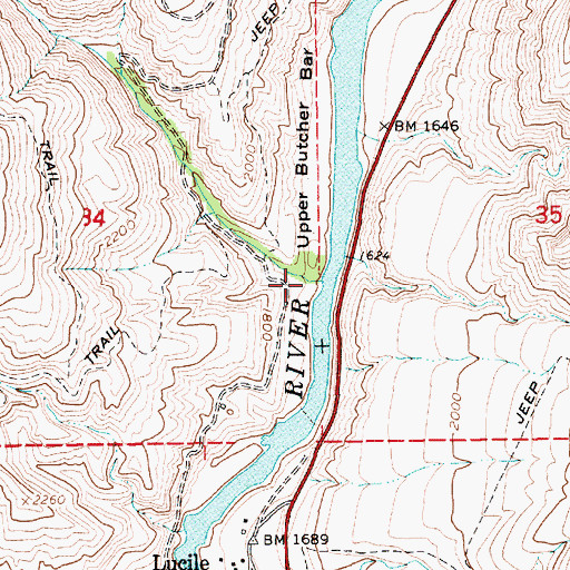 Topographic Map of China Creek, ID