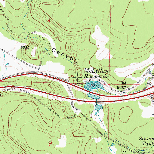 Topographic Map of McLellan Dam, AZ