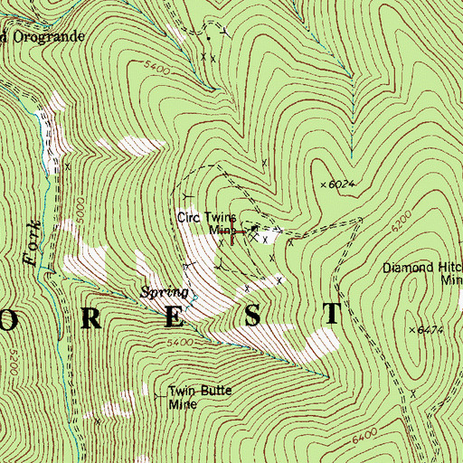 Topographic Map of Circ Twins Mine, ID