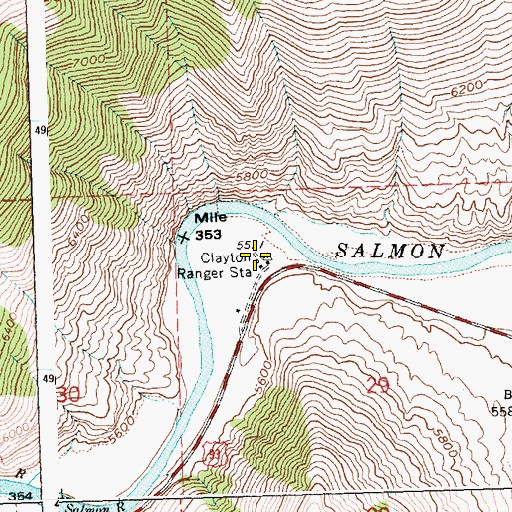 Topographic Map of Clayton Ranger Station, ID