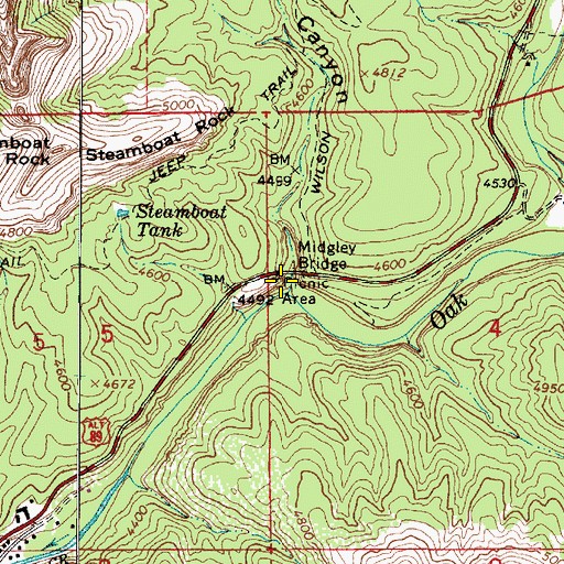 Topographic Map of Midgely Bridge Picnic Area, AZ