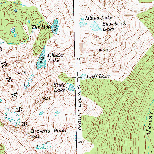 Topographic Map of Cliff Lake, ID