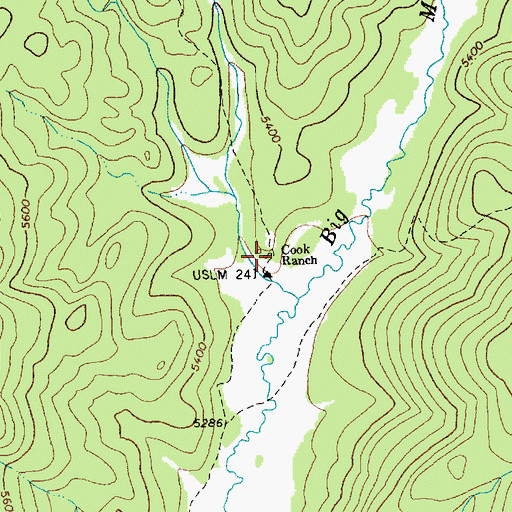 Topographic Map of Cook Ranch, ID