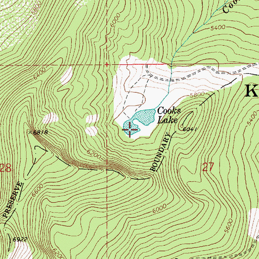 Topographic Map of Cooks Lake, ID