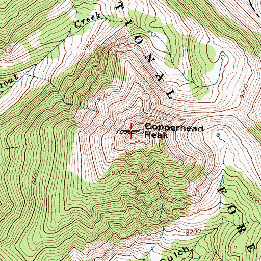 Topographic Map of Copperhead Peak, ID